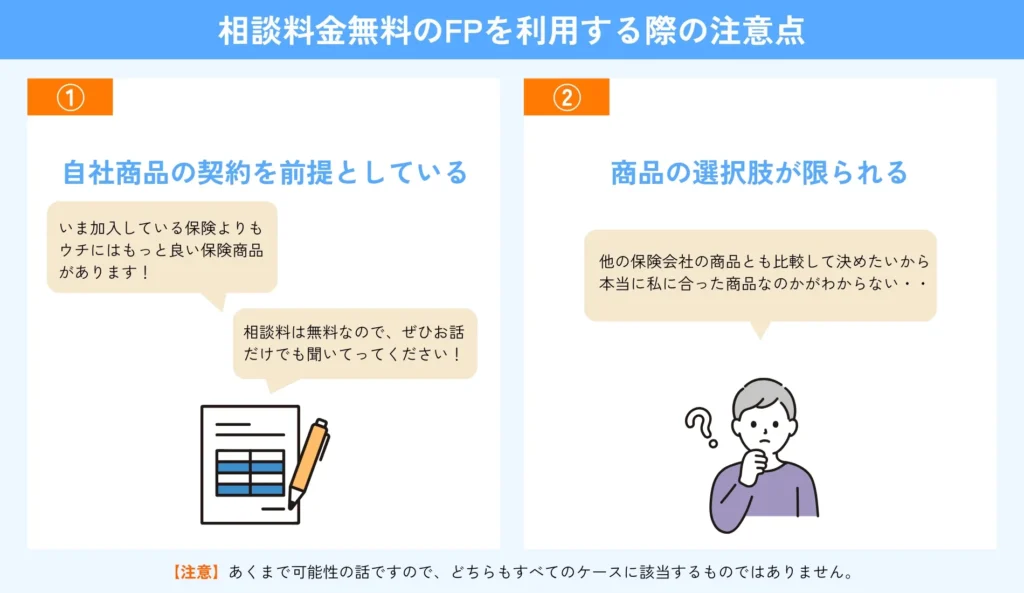 相談料金無料のFPを利用する際の注意点