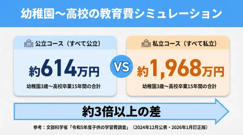 幼稚園〜高校の教育費シミュレーション